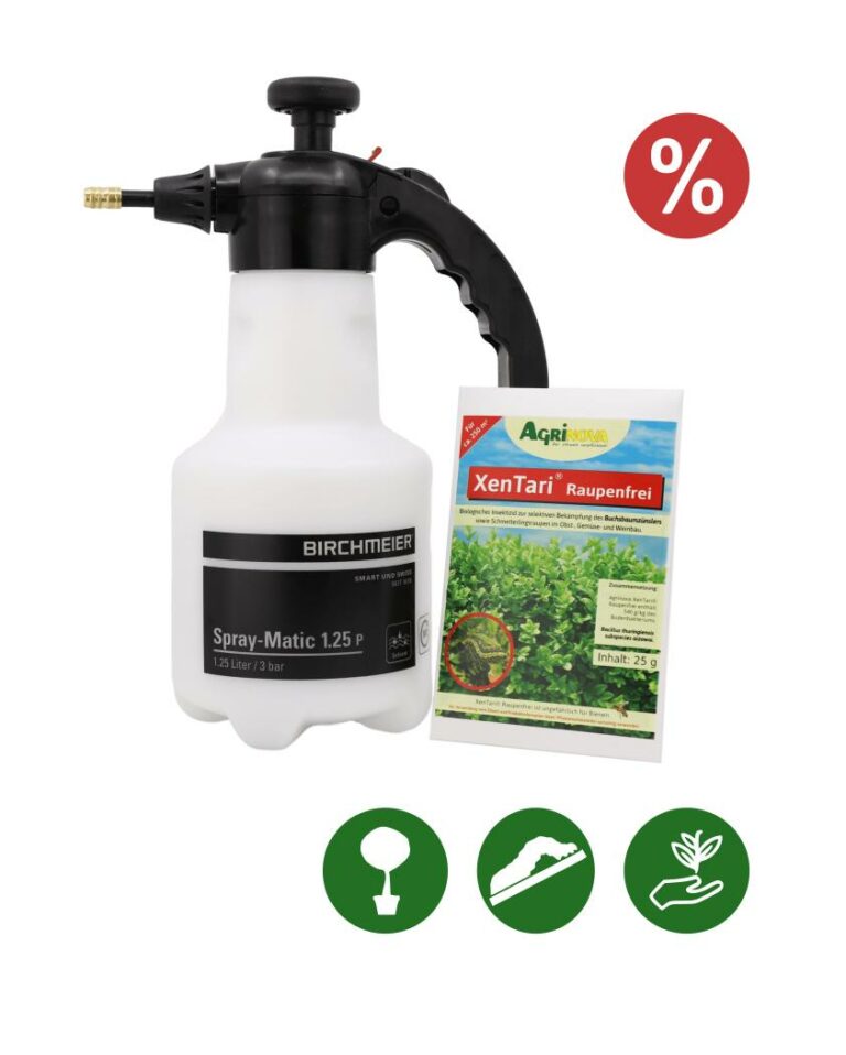 Agrinova XenTari® 25 Gramm Zünslerfrei + Birchmeier Spray-Matic